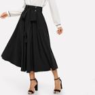 Shein Tassel Bow Tie Waist Pocket Side Pleated Skirt