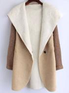 Shein Khaki Hooded Long Sleeve Casual Coat