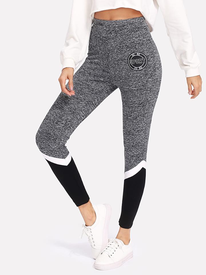 Shein Cut And Sew Marled Leggings