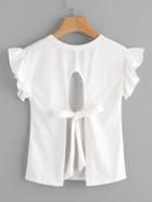 Shein Split Tie Back Frill Sleeve Tshirt