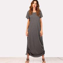 Shein Drawstring Side Heathered Knit Dress