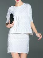 Shein White Crew Neck Knit Top With Skirt