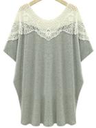 Shein Pale Grey Crochet Hollow Plus T-shirt