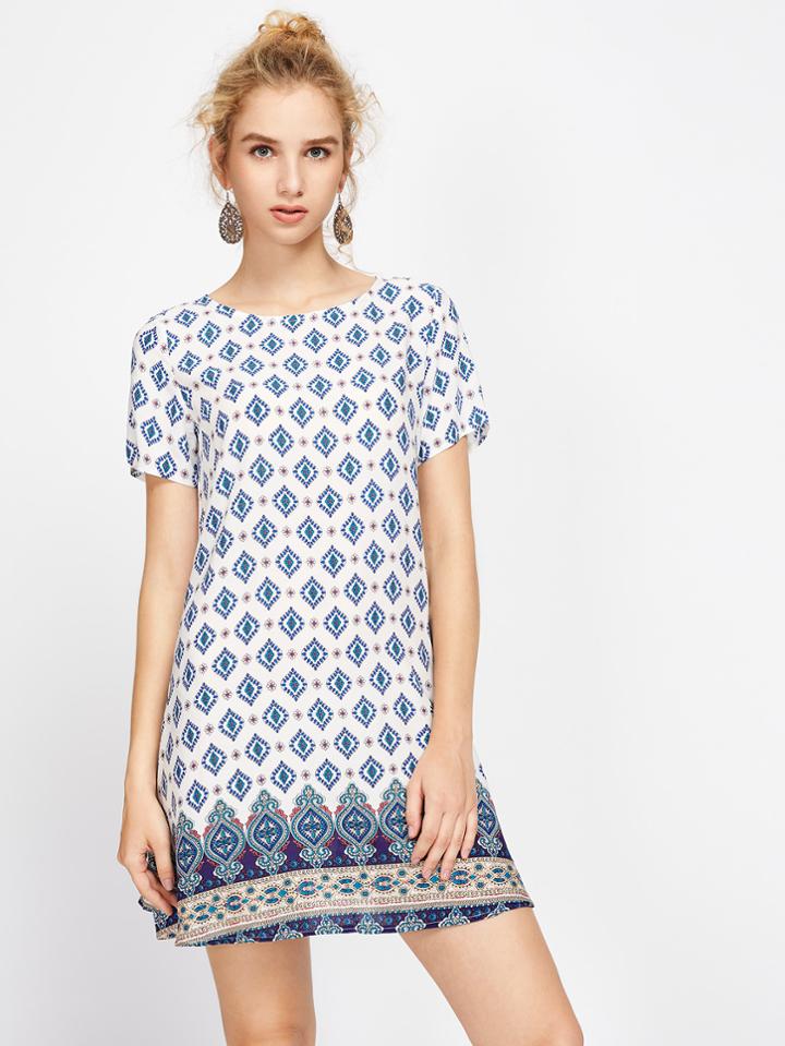 Shein Ornate Print Swing Dress