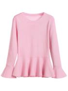 Shein Pink Ruffle Hem Sweater