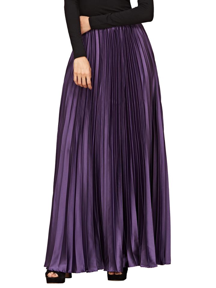 Shein Zipper Side Pleated Maxi Skirt
