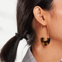 Shein Leopard Pattern Half Round Drop Earrings