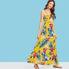 Shein Knotted Open Front Tropical Cami Dress