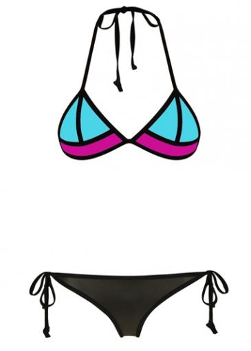 Rosewe Halter Push Up Bra And Black Panty Bikini Set
