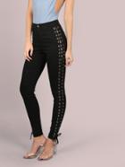 Shein High Waisted Laced Side Skinnies Black