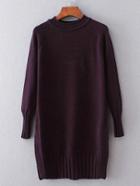 Shein Purple Ribbed Trim Long Sweater