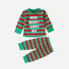 Shein Toddler Boys Letter Print Striped Tee With Pants