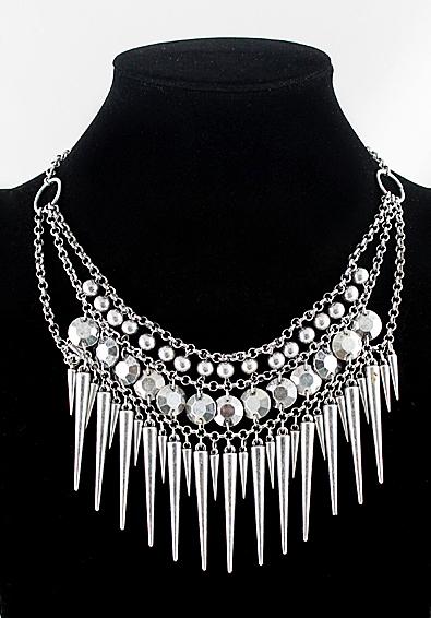 Shein Fashionable Design Charming Bead Multilayer Spike Necklace