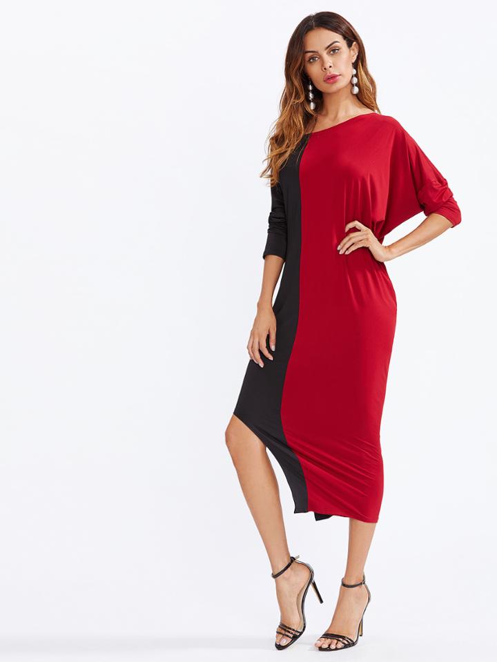 Shein Split Side Cut And Sew One Shoulder Dress