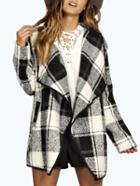 Shein Color-block Lapel Checkered Coat
