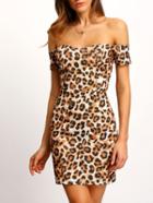 Shein Leopard Off The Shoulder Bodycon Dress