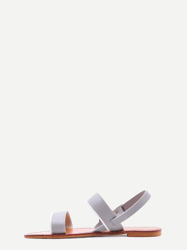 Shein Gray Faux Leather Open Toe Sandals