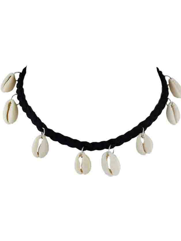 Shein New Design Sexy Black Braided Rope Shell Chokers