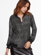 Shein Contrast Ribbed Trim Sequin Jacket