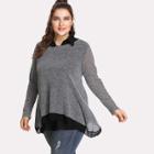 Shein Plus Contrast Mesh Asymmetric Top With Sleeveless Blouse
