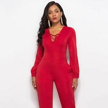 Shein Lace Up Straight Leg Jumpsuit