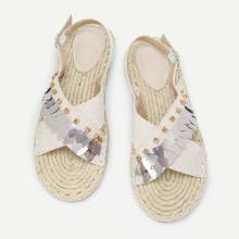 Shein Rhinestone Detail Slingback Flat Sandals
