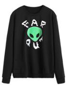 Shein Black Alien Print Sweatshirt
