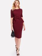 Shein Bow Embellished Peplum Pencil Dress