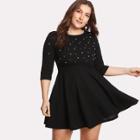 Shein Plus Pearl Beading Fit & Flare Dress