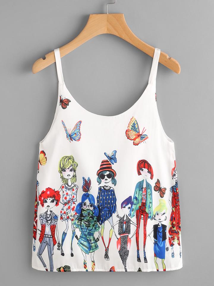 Shein Cartoon Print Cami Top