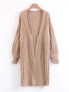 Shein Ribbed Knit Open Front Longline Cardigan