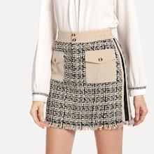 Shein Raw Hem Tweed Skirt