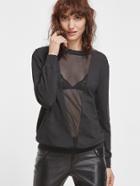 Shein Black V Mesh Front Sweatshirt