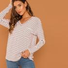 Shein Single Pocket Striped T-shirt
