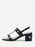 Shein Faux Pearl And Star Block Heeled Sandals