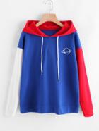 Shein Planet Print Color Block Hoodie