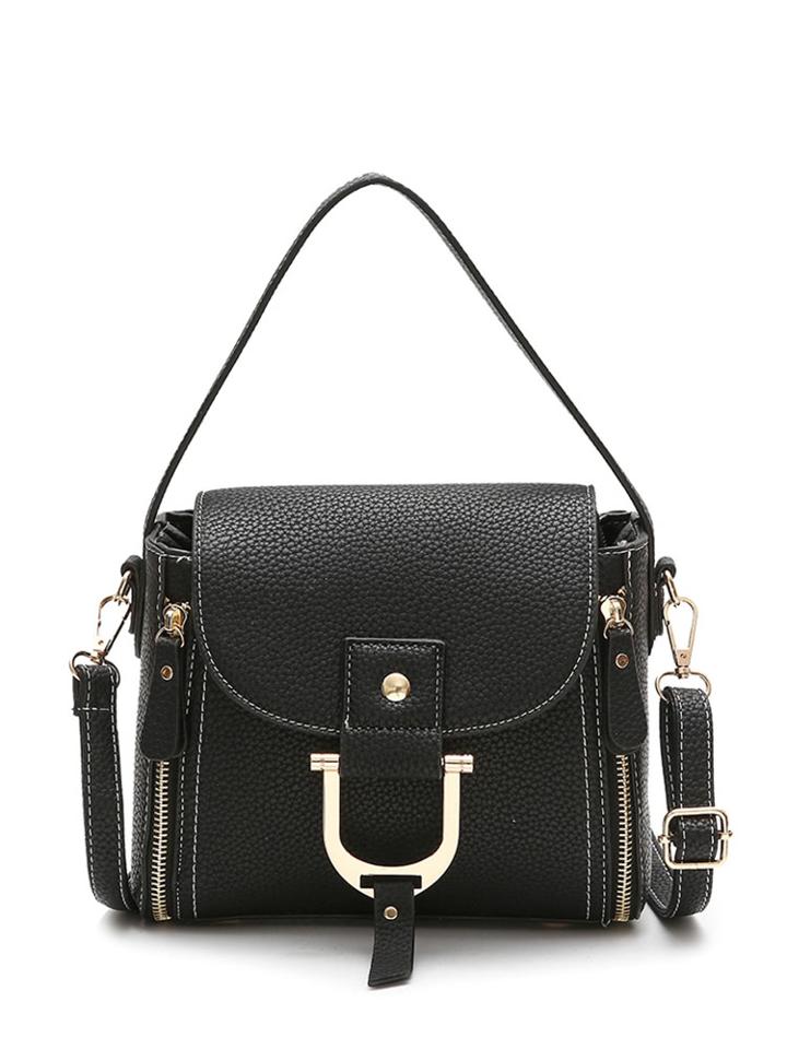 Shein Zip Decor Flap Grab Bag