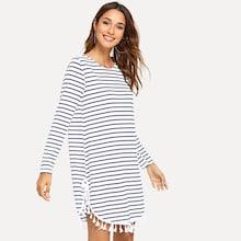 Shein Tassel Detail Striped Dress