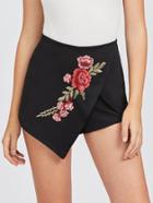 Shein Embroidered Applique Overlap Shorts