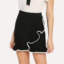 Shein Contrast Binding Ruffle Skirt