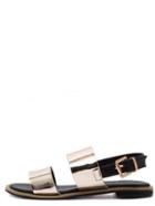 Shein Gold Metallic Open Toe Block Buckled Sandals