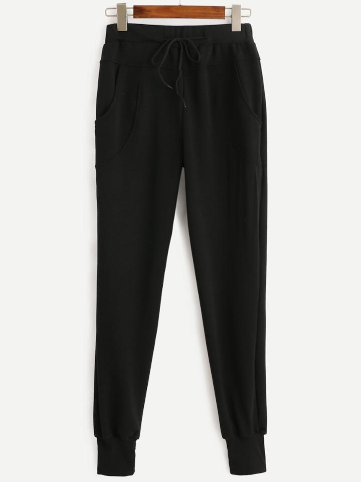 Shein Black Drawstring Waist Pants