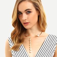 Shein Pearl Pendant Choker Necklace