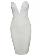 Rosewe Chic V Neck White Tube Dress For Woman