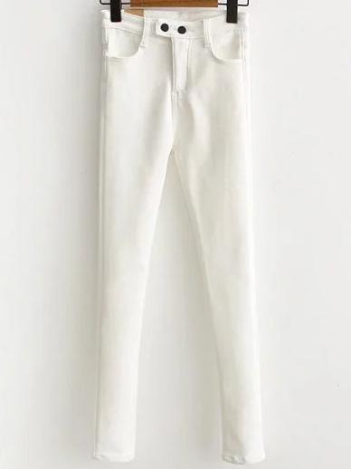 Shein White Button Fly Skinny Pants