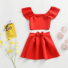 Shein Toddler Girls Cold Shoulder Top & Skirts