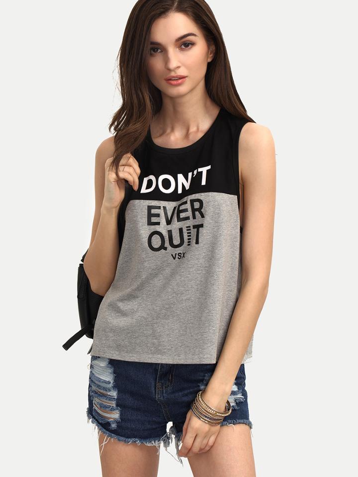 Shein Multicolor Letters Print Tank Top