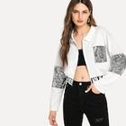 Shein Contrast Sequin Letter Print Sweatshirt
