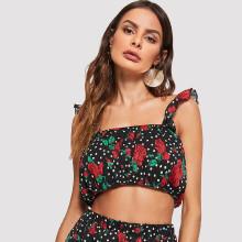 Shein Foldover Front Crop Top With Frill Strap