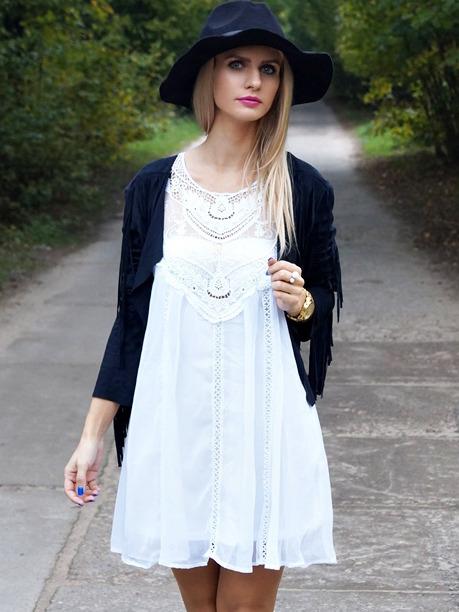 Shein Appliques Sleeveless With Lace Dress